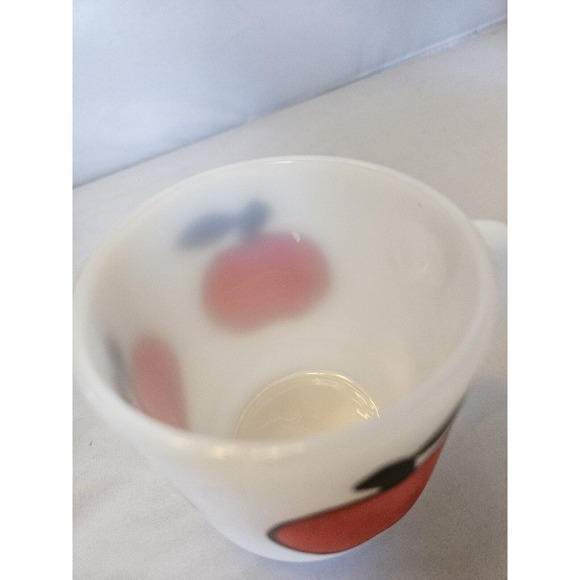 Anchor Hocking Fire King Apple Super Fruit Mug Milk Glass Glassware USA 3.5in x3 - Picture 9 of 16